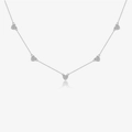 Elegant S925 silver necklace featuring five sparkling zircon-encrusted heart pendants - Platinum