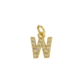 Classic 18k gold plated brass letter W pendant with micro-set cubic zirconia - Letter W