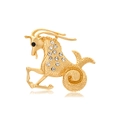 Vintage golden Capricorn brooch with sparkling rhinestones and a polished finish - Capricorn