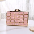 Detailed macro view of pink marble texture acrylic evening clutch with gold metal frame - 5-Row Style (Large) / Pink