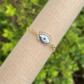Bracciale occhio greco placcato oro 18K con zirconi colorati e maglie dell'infinito - Malocchio Multicolore