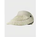 Straw open top sun hat with triple layer fringe and elegant side buckle in cream white - White