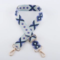 Detail of adjustable geometric diamond pattern bag strap with gold metal lobster hooks - Ethnic Jacquard 10 - Light Gold Buckle