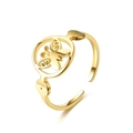Detail of open gold titanium ring featuring a hollow butterfly and heart accents - Adjustable Open / Hollow Butterfly (切割戒-1)