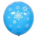 Blue latex party balloon with white snowflake patterns for winter holiday decoration - Latex / Blue Snowflake
