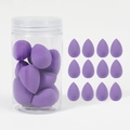 12-piece purple teardrop makeup sponge set in clear storage jar for wet and dry use - 12Pcs Jar Dark Purple