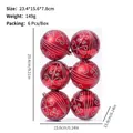 Set di sei palline di Natale rosse da 8cm con glitter argento e dettagli sulle misure - Rosso Arancio