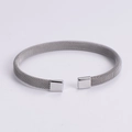 Bracciale a rete in acciaio inossidabile argento regolabile con trama intrecciata - Color Acciaio