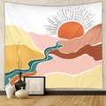 Dettaglio dell'arazzo bohémien di montagna con caldi colori del tramonto - 73X95CM (Spazzolato Transfrontaliero) / GT202588-Montagna Astratta