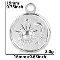Poliertes Silber Sun & Moon Stahlanhänger mit Größen und Gewichtsabmessungen - Sonne Mond Stern - Silber