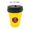 Yellow coffee cup slow rising squishy toy with black lid and logo, size 10.5x8cm - Yellow Coffee Cup