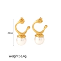 Unregelmäßige Lava-Ohrringe aus 18K Edelstahl mit Perlenanhänger und Größenangaben - Perlenanhänger Stil (TE6302) / Gold
