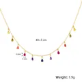 S925 silver necklace with 11 colorful teardrop zircons, 40+5cm length, 1.9g gold finish - Gold Plated 925 Silver / Golden Necklace