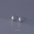Minimalist S999 sterling silver teardrop stud earrings in a polished shiny silver finish - Water Drop