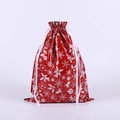 Red Christmas drawstring gift bag with white snowflakes and bells pattern in glossy foil - 58*43 Bell Red