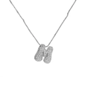 Silver letter N pendant necklace with sparkling zircons on a box chain for women - Letter M / Silver