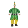 Inflatable adult elf costume with green top, festive patterns and matching hat for parties - Christmas Outfits / One Size