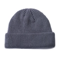 Dark grey knitted beanie hat with thick ribbed texture for winter outdoor warmth - One Size / Light Gray