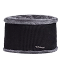Detail of winter neck warmer with black ribbed knit exterior and thick gray fleece lining - Neck Warmer Black