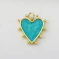 Ciondolo a cuore dorato con trama marmorizzata turchese e dettagli in micro zirconi - Blu Ciano
