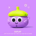 Cartoon eggplant silicone case for AirPods with cute eyes and purple finish - Eggplant + Carabiner / AirPods 1/2 Gen