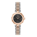 Women's rose gold flower-shaped watch with grey dial and two-tone metal strap - Rose Gold Black Dial