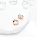 Rose gold micro-pave zircon heart spacer beads for DIY bracelets shown on white display - 8mm / Rose Gold