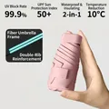 Pink 5-fold mini umbrella with UPF 50 plus UV protection and compact handle - 2-in-1 Reinforced Ribs Without Case / Light Pink
