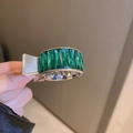 Pince à queue de cheval haute argentée avec pierres vertes foncées et cristaux brillants - Strass Vert Jelly / Or