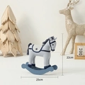 Blue plush rocking horse Christmas decoration with white star saddle and wooden base - Rocking Horse (Blue Style)