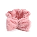 Fascia per capelli in pile di corallo rosa con fiocco per lavaggio viso e skincare - Fascia con Fiocco (189# Velluto a Vapore) / Rosa