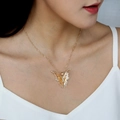 Layered butterfly pendant necklace with central zircon stone in 18K gold plated finish - NZ700-Gold Butterfly