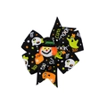Halloween hair bow with ghost pumpkin patterns and orange pumpkin wizard charm detail - Black Pumpkin Witch Style