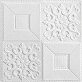 Autocollant mural 3D blanc en mousse adhésive avec motifs baroques et reliefs géométriques - 35cmx35cmx3mm / Blanc