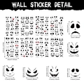 Stickers muraux Halloween avec visages de citrouille et expressions de squelette effrayant - Ensemble d'autocollants d'expression de citrouille d'Halloween (UV24Y10553T_T)