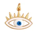 Golden Evil Eye protective charm pendant with white and blue enamel and gold spikes - White Blue Enamel Eye