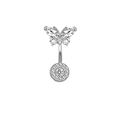 Silver butterfly belly button ring with sparkling zircon inlays for body piercing - XY-18 Butterfly Pave Base