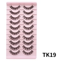 TK19 zwarte DD krul Russische valse wimpers set van 10 paar op roze tray - Zwarte natuurlijke stijl (TK19)