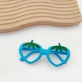 Cute strawberry shaped kids glasses frame in light blue with green leaf detail - Blue Strawberry Frame