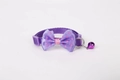 Adjustable purple pet collar with polka dot bowtie and matching purple metal bell - Purple