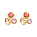 Elegant gold studs featuring geometric coral, champagne, and lavender gemstones - 2# Coffee Purple