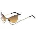 Trend cat-eye semi-rimless sunglasses with gold metal frame and sparkling rhinestones - C6-Yellow Tea Gradient Lens