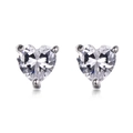 Pink heart-cut zircon stud earrings with silver plating and elegant three-prong setting - Heart-Shaped B White Zirconia