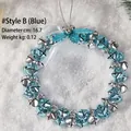 Blue and silver Christmas bell wreath ornament with white ribbon bow decoration - Style B Medium Silver Blue