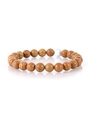 Close-up of beaded bracelet featuring brown wood grain stones and a white turquoise accent - 2184 Wood Grain Stone