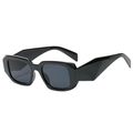 Chic black geometric square sunglasses with thick acetate frame for women - C01 Black Gray