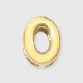 Golden oval metal bead accessory with high gloss finish and bubble alphabet charm design - Letter O / 14K Gold