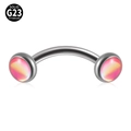 Solid G23 titanium curved barbell with pink orange gradient glitter balls for piercing - Double Head - Pink/Orange Glitter Film
