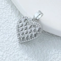 Exquis collier pendentif cœur argenté avec micro-pavage de pierres en zircone clair - Cœur de Zircon-Argent/Blanc