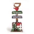 Wooden welcome winter snow shovel ornament with red cardinal birds and pine cone detail - Welcome Winter / Christmas Tree Shovel Style